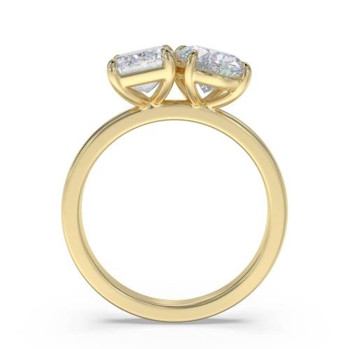 Emerald & Oval Two Stone Lab Grown Diamond Ring